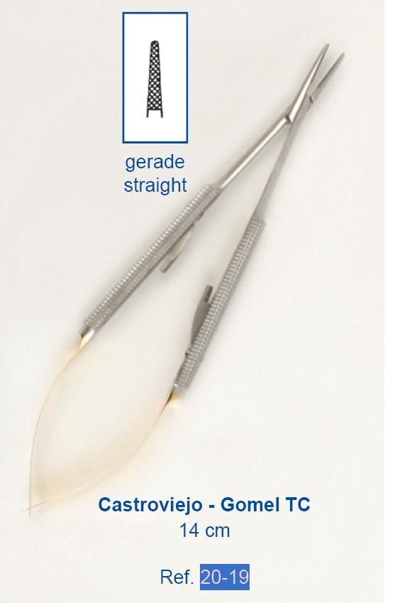 Nadelhalter TC- Jehelec Castroviejo-Gomel TC 14cm,rovný